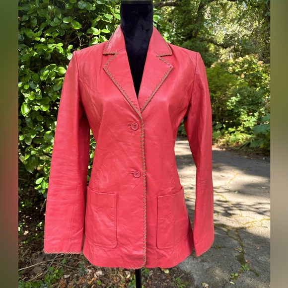 metrostyle Jackets & Blazers - Vintage Salmon and brown Leather Blazer Jacket size M